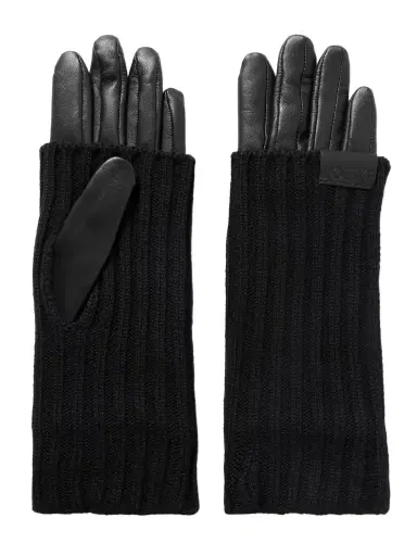 Loewe Leather-trimmed Ribbed Cashmere Gloves | Thumbnail 1