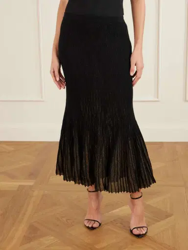 Ulla Johnson Vera Pleated Metallic Ribbed-knit Midi Skirt | Thumbnail 3 Ulla Johnson Vera Pleated Metallic Ribbed-knit Midi Skirt | Thumbnail 3