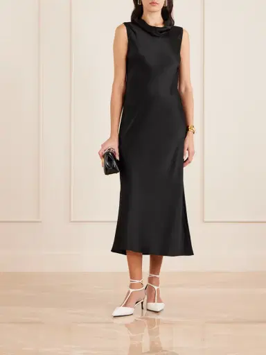 LESET Barb Satin Midi Dress | Thumbnail 2