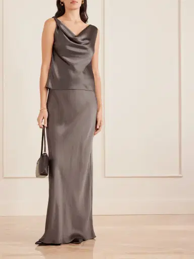 LESET Barb Draped Satin Blouse | Thumbnail 2