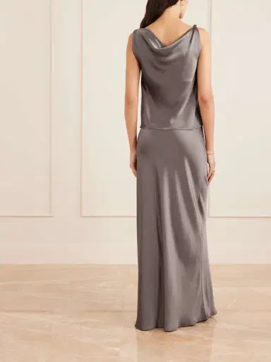 LESET Barb Draped Satin Blouse | Thumbnail 4