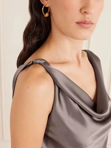 LESET Barb Draped Satin Blouse | Thumbnail 5