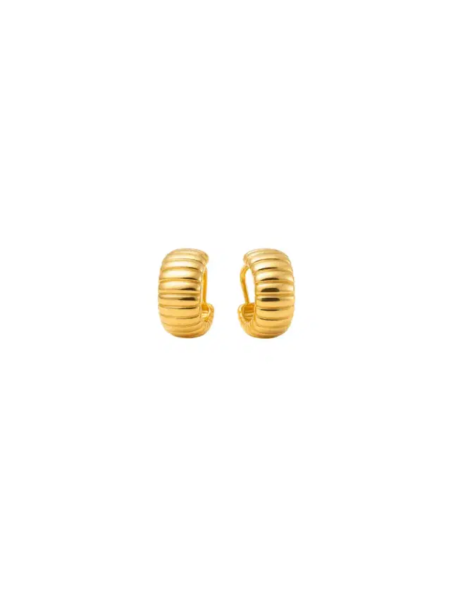 Wish Fine Jewelry 14K Gold Grooved Hoop Earrings