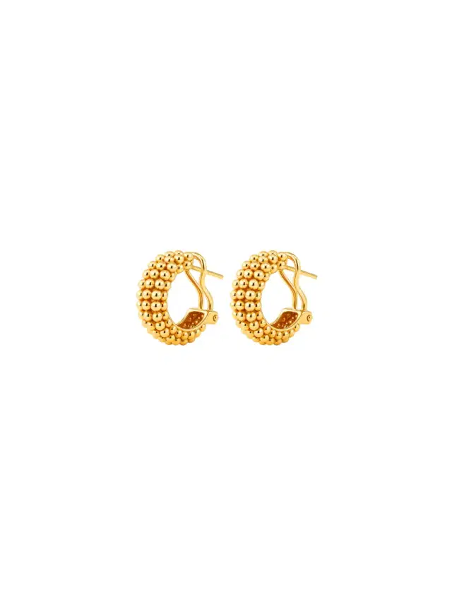 Wish Fine Jewelry 18K Gold Beaded Hoop Earrings