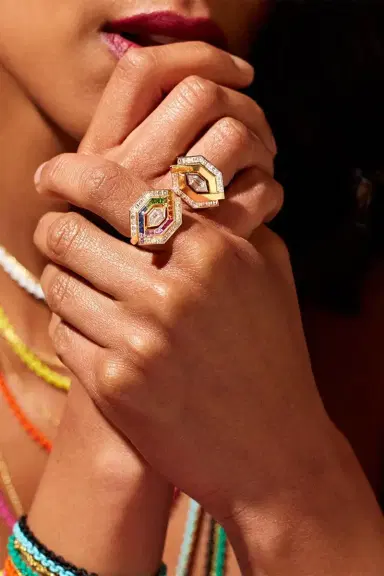 Robinson Pelham Diamond Rainbow Sapphire Entwined Ring | Thumbnail 2 Robinson Pelham Diamond Rainbow Sapphire Entwined Ring | Thumbnail 2