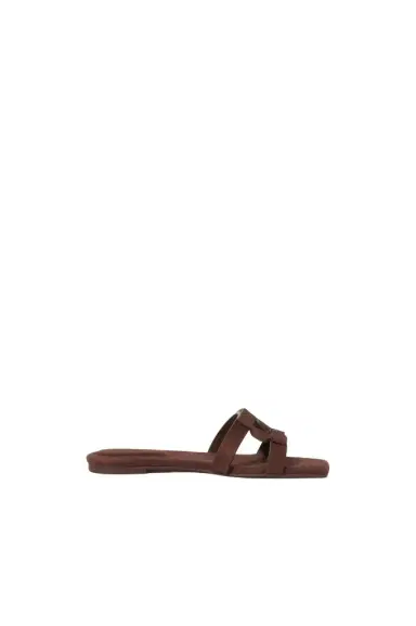 Simkhai Simkhai Monogram Suede Flat Slide | Thumbnail 1 Simkhai Simkhai Monogram Suede Flat Slide | Thumbnail 1