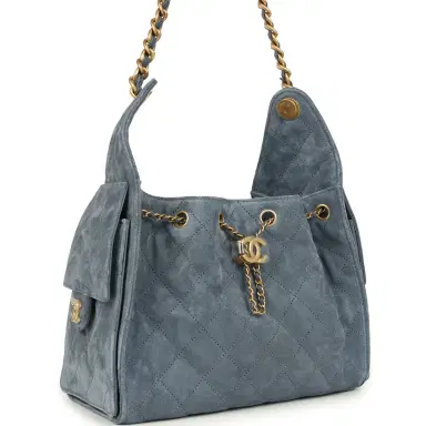 Chanel Chanel Small 25 Hobo Bag Blue Suede Antique Gold Hardware | Thumbnail 2 Chanel Chanel Small 25 Hobo Bag Blue Suede Antique Gold Hardware | Thumbnail 2
