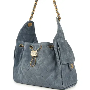 Chanel Chanel Small 25 Hobo Bag Blue Suede Antique Gold Hardware | Thumbnail 5 Chanel Chanel Small 25 Hobo Bag Blue Suede Antique Gold Hardware | Thumbnail 5