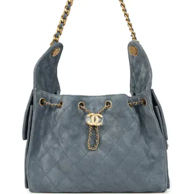Chanel Chanel Small 25 Hobo Bag Blue Suede Antique Gold Hardware | Thumbnail 1 Chanel Chanel Small 25 Hobo Bag Blue Suede Antique Gold Hardware | Thumbnail 1