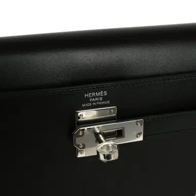 HERMÈS Hermes Kelly Elan "Cheval De Bois" Black and Multi Tadelakt Palladium Hardware | Thumbnail 7