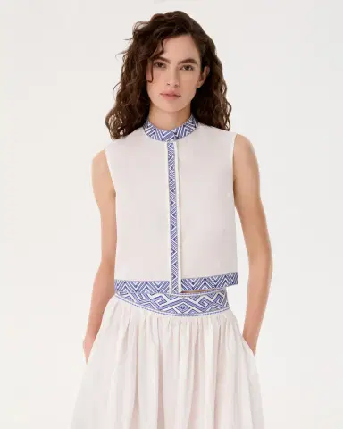 Emporio Sirenuse Andorra Top with Iris Embroidery | Thumbnail 8 Emporio Sirenuse Andorra Top with Iris Embroidery | Thumbnail 8