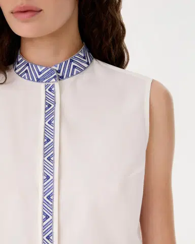 Emporio Sirenuse Andorra Top with Iris Embroidery | Thumbnail 9 Emporio Sirenuse Andorra Top with Iris Embroidery | Thumbnail 9