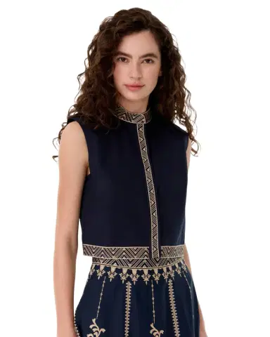 Emporio Sirenuse Andorra Top with Iris Embroidery | Thumbnail 1 Emporio Sirenuse Andorra Top with Iris Embroidery | Thumbnail 1