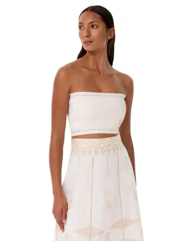 Emporio Sirenuse Flavia Top with Iris Embroidery | Thumbnail 1 Emporio Sirenuse Flavia Top with Iris Embroidery | Thumbnail 1