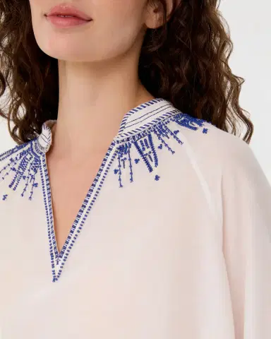 Emporio Sirenuse Ilizia Blouse with Iris Embroidery | Thumbnail 2 Emporio Sirenuse Ilizia Blouse with Iris Embroidery | Thumbnail 2