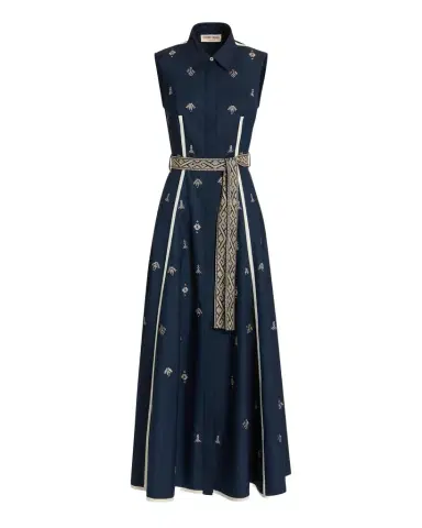 Emporio Sirenuse Miralda Dress with Iris Embroidery | Thumbnail 1 Emporio Sirenuse Miralda Dress with Iris Embroidery | Thumbnail 1