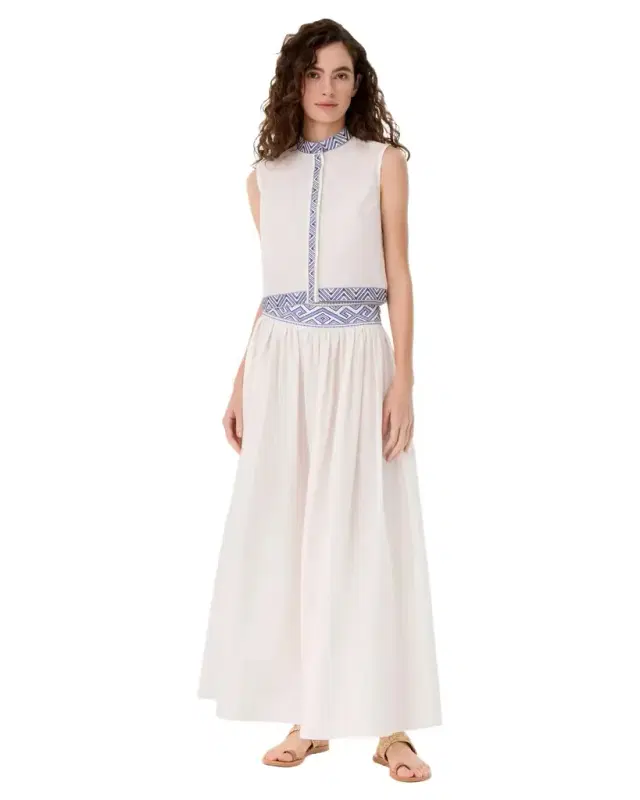 Emporio Sirenuse Ombretta Skirt with Iris Embroidery