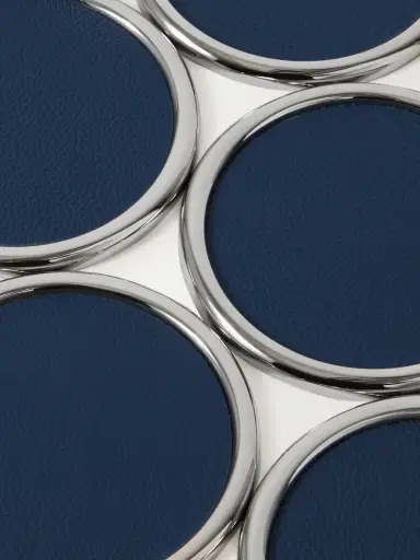 Lorenzi Milano Set of Six Chrome-Plated, Bamboo and Full-Grain Leather Coasters - Men | Thumbnail 2