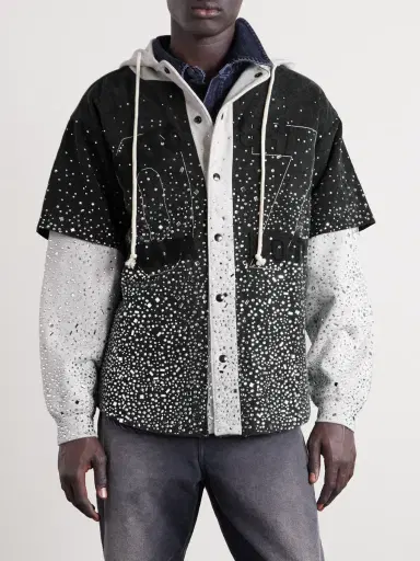 Satoshi Nakamoto Embellished Layered Cotton Hoodie - Men | Thumbnail 3 Satoshi Nakamoto Embellished Layered Cotton Hoodie - Men | Thumbnail 3