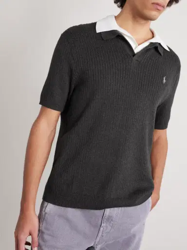 Polo Ralph Lauren Logo-Embroidered Ribbed Cotton Polo Shirt - Men | Thumbnail 3