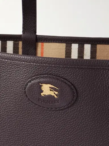 Burberry Reversible Full-Grain Leather and Checked Canvas Tote Bag - Men | Thumbnail 5 Burberry Reversible Full-Grain Leather and Checked Canvas Tote Bag - Men | Thumbnail 5