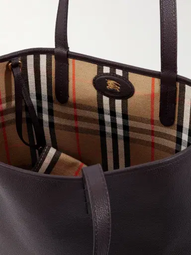 Burberry Reversible Full-Grain Leather and Checked Canvas Tote Bag - Men | Thumbnail 6 Burberry Reversible Full-Grain Leather and Checked Canvas Tote Bag - Men | Thumbnail 6