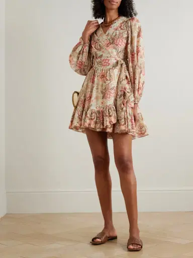 Zimmermann Daylight Ruffled Printed Cotton Mini Wrap Dress | Thumbnail 2 Zimmermann Daylight Ruffled Printed Cotton Mini Wrap Dress | Thumbnail 2