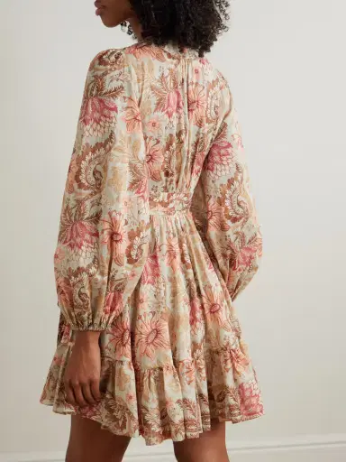 Zimmermann Daylight Ruffled Printed Cotton Mini Wrap Dress | Thumbnail 3 Zimmermann Daylight Ruffled Printed Cotton Mini Wrap Dress | Thumbnail 3