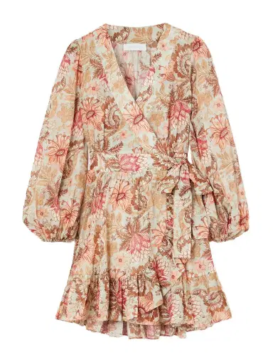 Zimmermann Daylight Ruffled Printed Cotton Mini Wrap Dress | Thumbnail 1 Zimmermann Daylight Ruffled Printed Cotton Mini Wrap Dress | Thumbnail 1