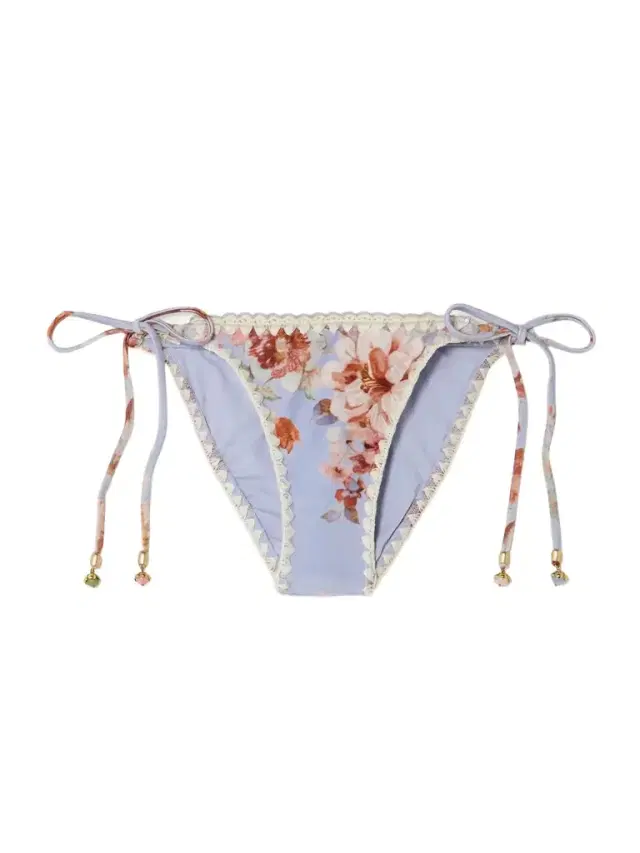 Awaken Crochet-trimmed Embellished Floral-print Bikini Briefs