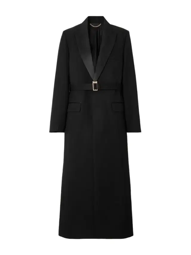Belted Satin-trimmed Twill Coat
