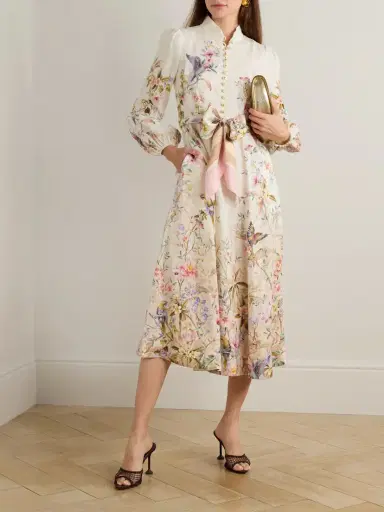 Zimmermann Rebellion Tie-detailed Printed Linen Midi Dress | Thumbnail 2 Zimmermann Rebellion Tie-detailed Printed Linen Midi Dress | Thumbnail 2