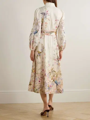 Zimmermann Rebellion Tie-detailed Printed Linen Midi Dress | Thumbnail 3 Zimmermann Rebellion Tie-detailed Printed Linen Midi Dress | Thumbnail 3