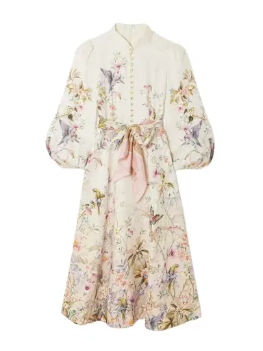 Zimmermann Rebellion Tie-detailed Printed Linen Midi Dress | Thumbnail 1 Zimmermann Rebellion Tie-detailed Printed Linen Midi Dress | Thumbnail 1