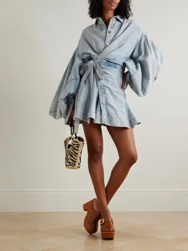 Zimmermann Rebellion Gathered Denim Mini Wrap Dress | Thumbnail 2 Zimmermann Rebellion Gathered Denim Mini Wrap Dress | Thumbnail 2