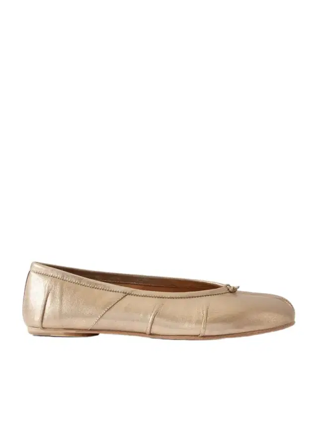 Tabi Split-toe Textured Metallic Leather Ballet Flats