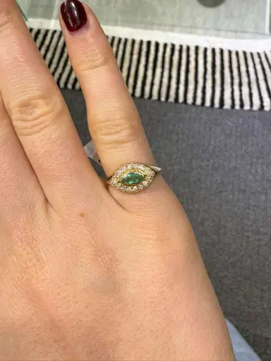 Wish Fine Jewelry 0.46ct Diamond Emerald 14K Gold Signet Ring | Thumbnail 2