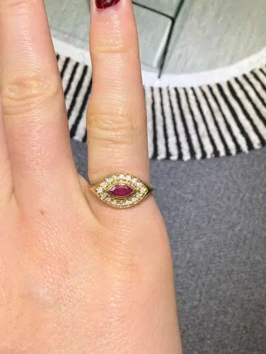 Wish Fine Jewelry 0.46ct Diamond Ruby 14K Gold Signet Ring | Thumbnail 2