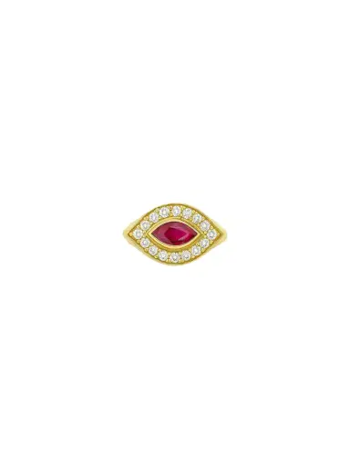 Wish Fine Jewelry 0.46ct Diamond Ruby 14K Gold Signet Ring | Thumbnail 1