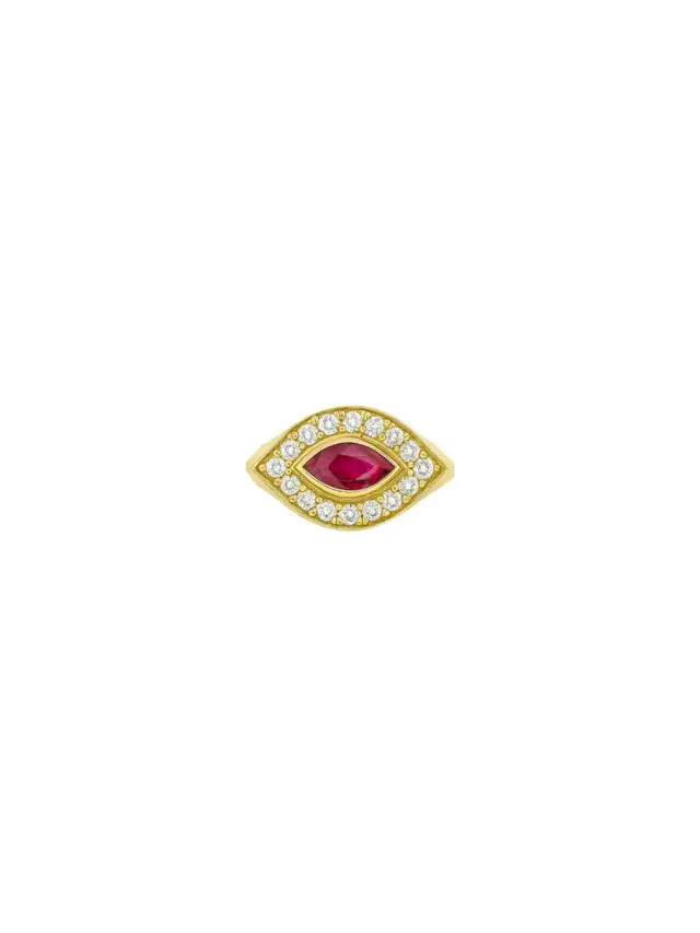 Wish Fine Jewelry 0.46ct Diamond Ruby 14K Gold Signet Ring