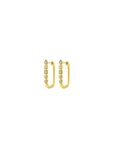 Wish Fine Jewelry 0.61ct Diamond 14K Gold Multi Shape Hoop Earrings | Thumbnail 1 Wish Fine Jewelry 0.61ct Diamond 14K Gold Multi Shape Hoop Earrings | Thumbnail 1
