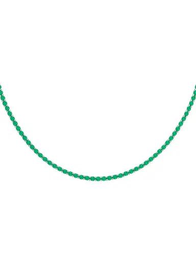 Wish Fine Jewelry 3.85ct Emerald 18K Gold Tennis Necklace | Thumbnail 1