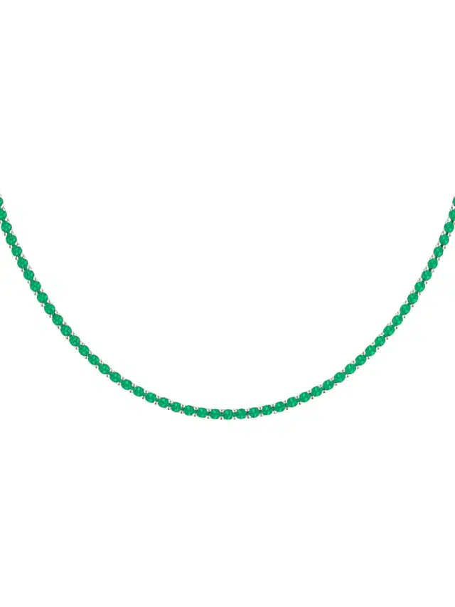 Wish Fine Jewelry 3.85ct Emerald 18K Gold Tennis Necklace