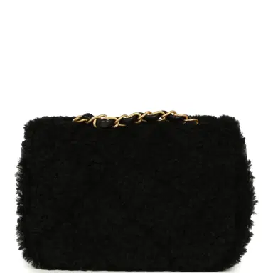 Chanel Chanel Mini Shearling Flap Bag Black Lambskin Brushed Gold Hardware | Thumbnail 4 Chanel Chanel Mini Shearling Flap Bag Black Lambskin Brushed Gold Hardware | Thumbnail 4