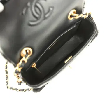 Chanel Chanel Mini Shearling Flap Bag Black Lambskin Brushed Gold Hardware | Thumbnail 9 Chanel Chanel Mini Shearling Flap Bag Black Lambskin Brushed Gold Hardware | Thumbnail 9