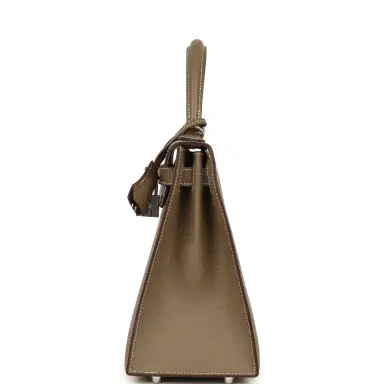 HERMÈS Hermes Kelly Sellier 28 Etoupe Epsom Palladium Hardware | Thumbnail 3 HERMÈS Hermes Kelly Sellier 28 Etoupe Epsom Palladium Hardware | Thumbnail 3