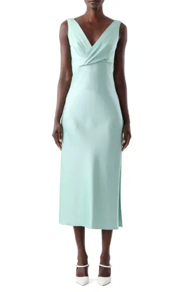 Jason Wu Collection CREPE SATIN DRAPED V-NECK BIAS DRESS | Thumbnail 2 Jason Wu Collection CREPE SATIN DRAPED V-NECK BIAS DRESS | Thumbnail 2