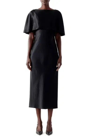 Jason Wu Collection WASHED TWILL CAPE MIDI DRESS | Thumbnail 1 Jason Wu Collection WASHED TWILL CAPE MIDI DRESS | Thumbnail 1
