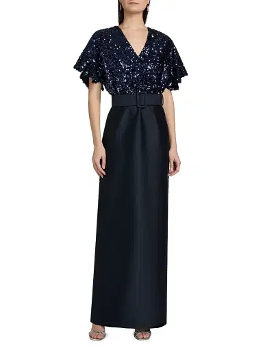 SACHIN & BABI Women's Marlene Sequin-Embellished Belted Gown - Midnight - Size 0 | Thumbnail 3 SACHIN & BABI Women's Marlene Sequin-Embellished Belted Gown - Midnight - Size 0 | Thumbnail 3