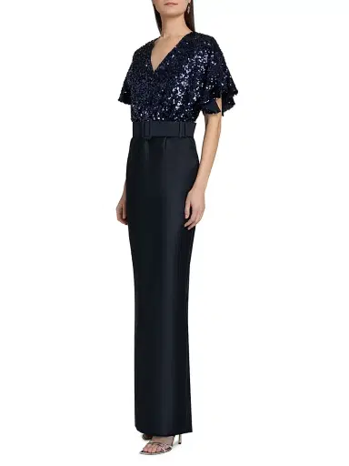 SACHIN & BABI Women's Marlene Sequin-Embellished Belted Gown - Midnight - Size 0 | Thumbnail 4 SACHIN & BABI Women's Marlene Sequin-Embellished Belted Gown - Midnight - Size 0 | Thumbnail 4